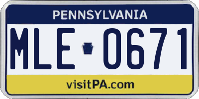 PA license plate MLE0671