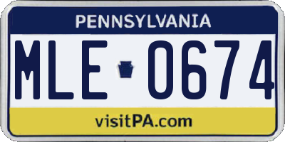PA license plate MLE0674