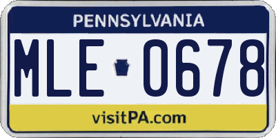 PA license plate MLE0678