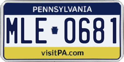 PA license plate MLE0681