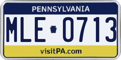 PA license plate MLE0713
