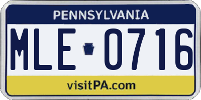 PA license plate MLE0716