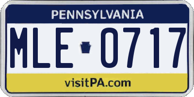 PA license plate MLE0717
