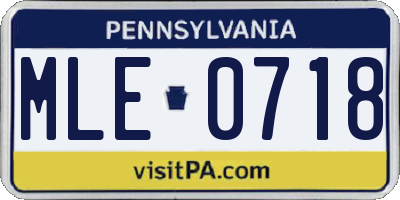 PA license plate MLE0718