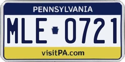 PA license plate MLE0721