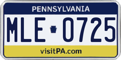 PA license plate MLE0725