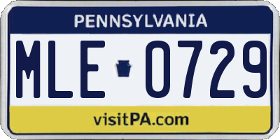PA license plate MLE0729