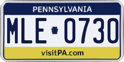 PA license plate MLE0730