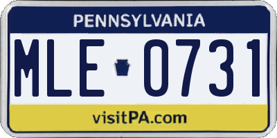 PA license plate MLE0731