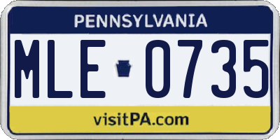 PA license plate MLE0735