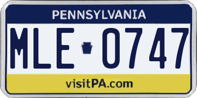 PA license plate MLE0747