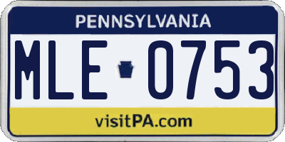 PA license plate MLE0753