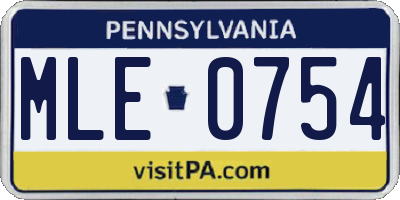 PA license plate MLE0754