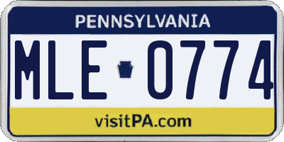 PA license plate MLE0774