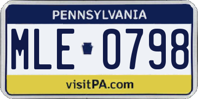 PA license plate MLE0798