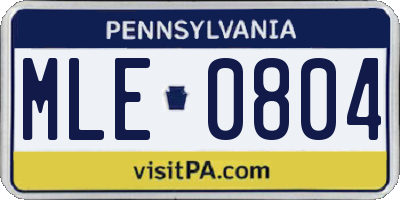 PA license plate MLE0804