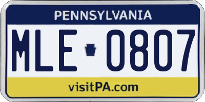 PA license plate MLE0807