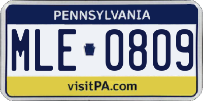 PA license plate MLE0809