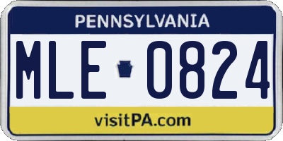 PA license plate MLE0824