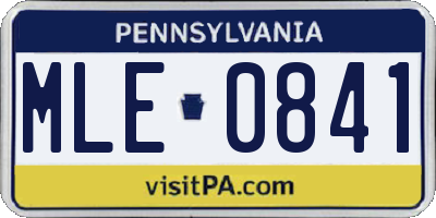PA license plate MLE0841