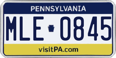 PA license plate MLE0845