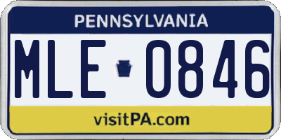 PA license plate MLE0846