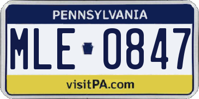 PA license plate MLE0847