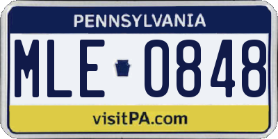 PA license plate MLE0848