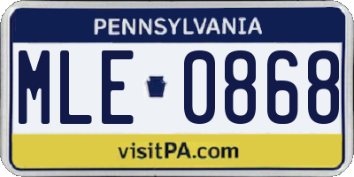 PA license plate MLE0868