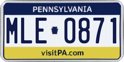 PA license plate MLE0871