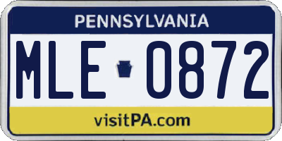PA license plate MLE0872