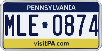 PA license plate MLE0874