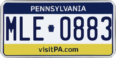 PA license plate MLE0883