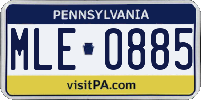 PA license plate MLE0885