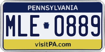 PA license plate MLE0889