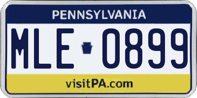 PA license plate MLE0899