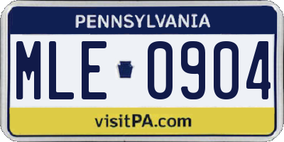 PA license plate MLE0904