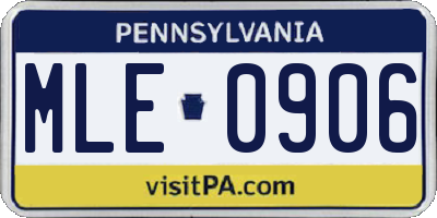 PA license plate MLE0906