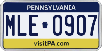 PA license plate MLE0907