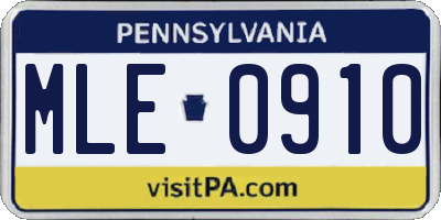 PA license plate MLE0910