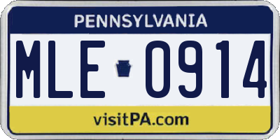 PA license plate MLE0914