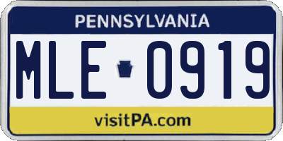 PA license plate MLE0919