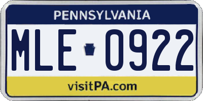 PA license plate MLE0922