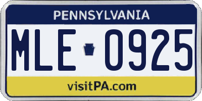 PA license plate MLE0925