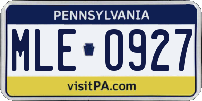 PA license plate MLE0927