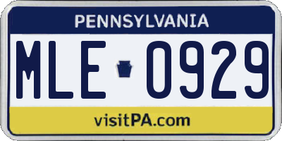PA license plate MLE0929