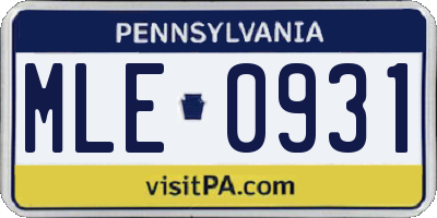 PA license plate MLE0931