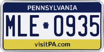 PA license plate MLE0935