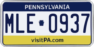 PA license plate MLE0937