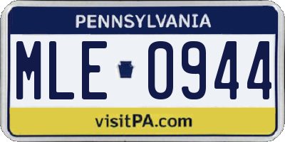 PA license plate MLE0944